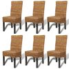vidaXL Dining Chairs 6 pcs Abaca and Solid Mango Wood
