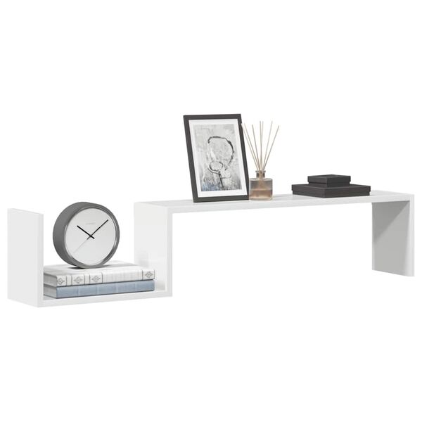 vidaXL Wall Shelf Set of 2 High Gloss White Engineered Wood Medium