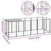 vidaXL Dog Kennel Black and Silver Grey Powder-coated steel, Polyethylene