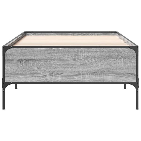 vidaXL Bed Frame Grey Sonoma Engineered wood, metal, plywood Small Single