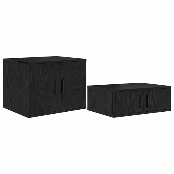 vidaXL Storage Cabinet 2 pcs Black Oak 40.55 x 16.14 x 15.75 in