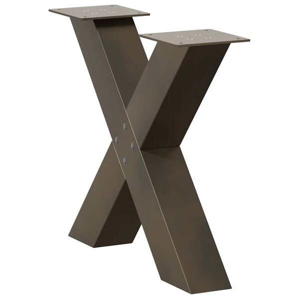 vidaXL Coffee Table Legs X-Shaped 2 pcs Natural Steel 19.7x(16.5-16.9)" Steel