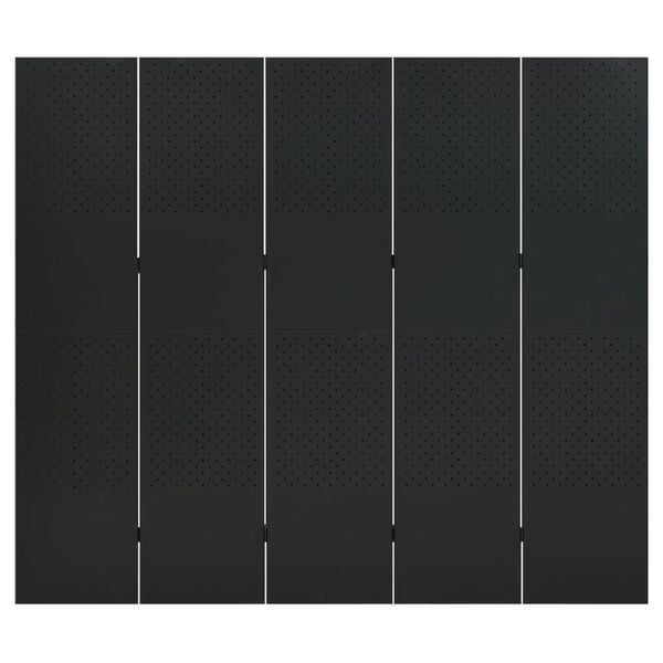 vidaXL 5-Panel Room Divider Black 78.7"x70.9" Steel