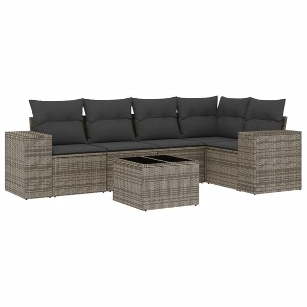 vidaXL Garden Sofa Set Grey PE Rattan Medium Modular Garden Sofa Set