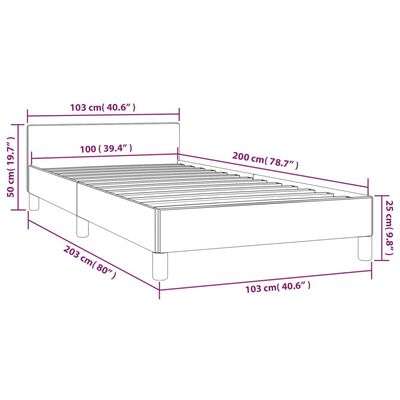 vidaXL Bed Frame with Headboard Dark Gray 39.4"x79.9" Twin XL Fabric