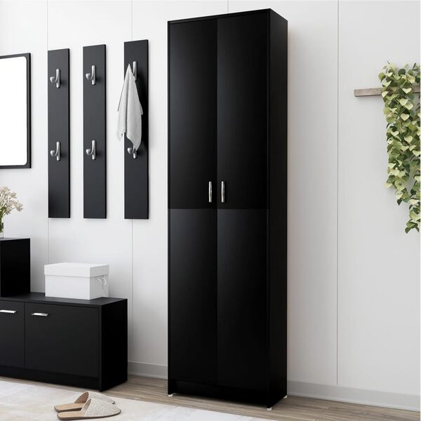 vidaXL Hallway Wardrobe Black Engineered wood Compact Compact Wardrobe
