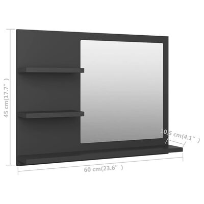 vidaXL Bathroom Mirror Gray 23.6"x4.1"x17.7" Engineered Wood