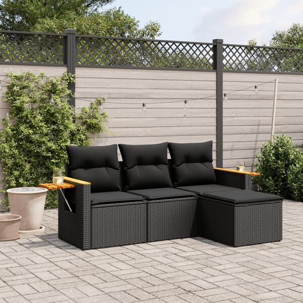 vidaXL Garden Sofa Set Black