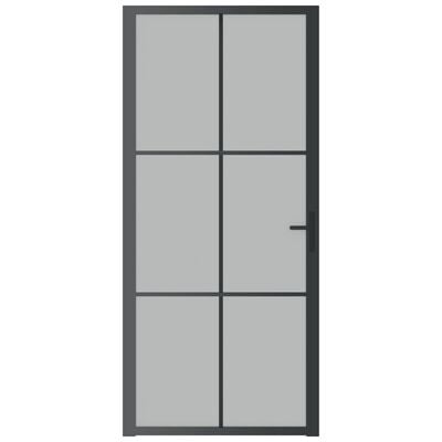 vidaXL Interior Door 36.6"x79.3" Black Matt Glass and Aluminum