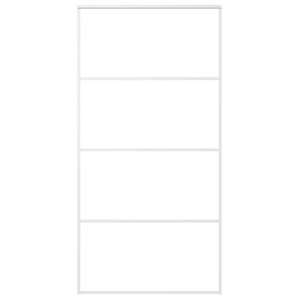 vidaXL Sliding Door Frosted ESG Glass and Aluminum 40.4"x80.7" White