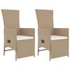 vidaXL 3 Piece Patio Dining Set with Cushions Beige Poly Rattan