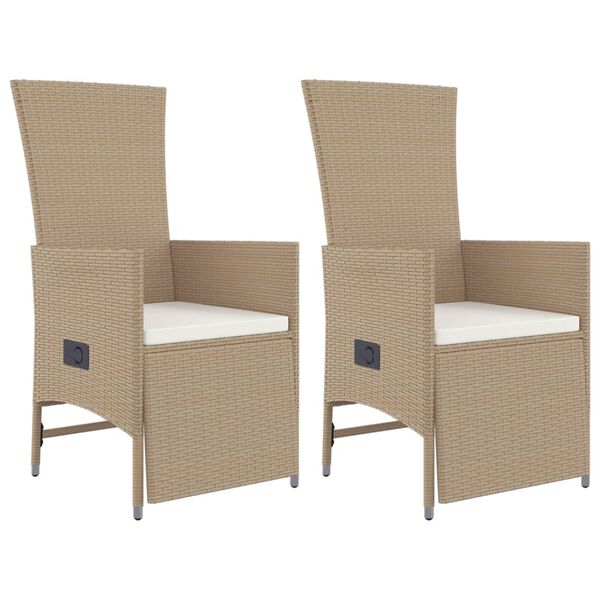 vidaXL 3 Piece Patio Dining Set with Cushions Beige Poly Rattan