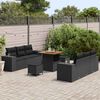 vidaXL Garden Sofa Set with Cushion 9 pcs Black Synthetic: Poly Rattan