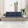 vidaXL Sofa Set with Cushion 3 pcs Grey Poly Rattan