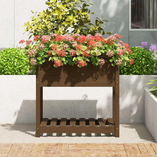 vidaXL Planter Honey Brown Solid Pine Wood Medium Durable Planter