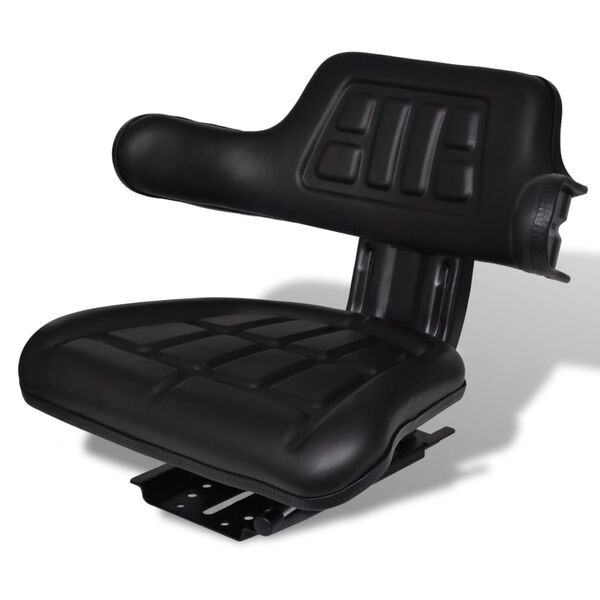 vidaXL Tractor Seat Black Steel Standard Adjustable Armrests