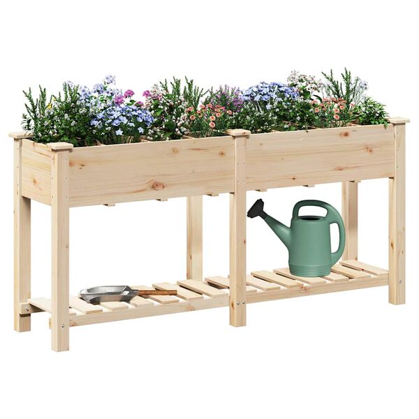 vidaXL Garden Planter Beige 63.58 x 17.72 x 30.12 in Solid Fir Wood