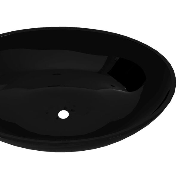 Luxury Ceramic Basin Oval-shaped Sink Black 15.7"x13"
