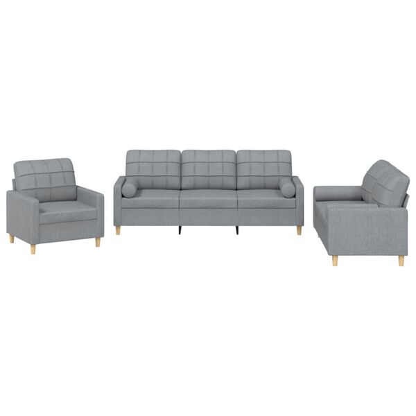 vidaXL Sofa Set Light grey Polyester, metal, textilene, plywood