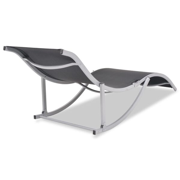vidaXL Sunlounger Set of 2 Black and Grey Textilene fabric, Aluminum, Iron