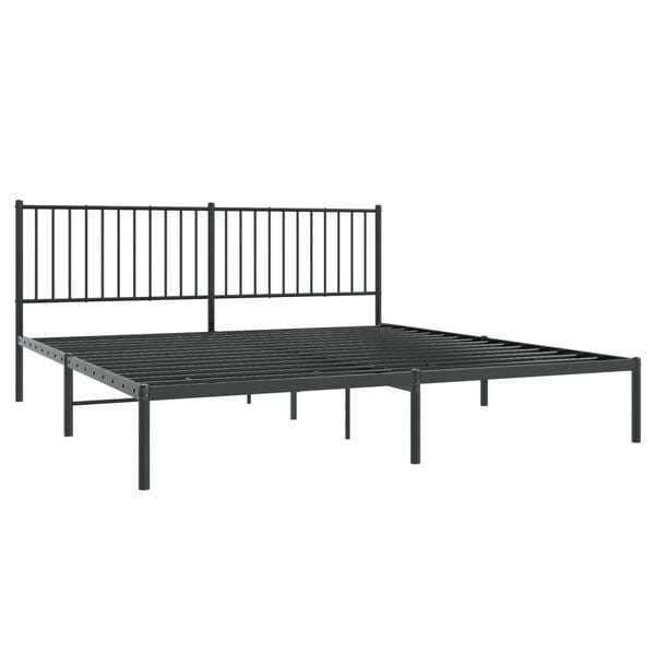 vidaXL Bed Frame Black Powder-coated steel King Bed Frame Rectangular