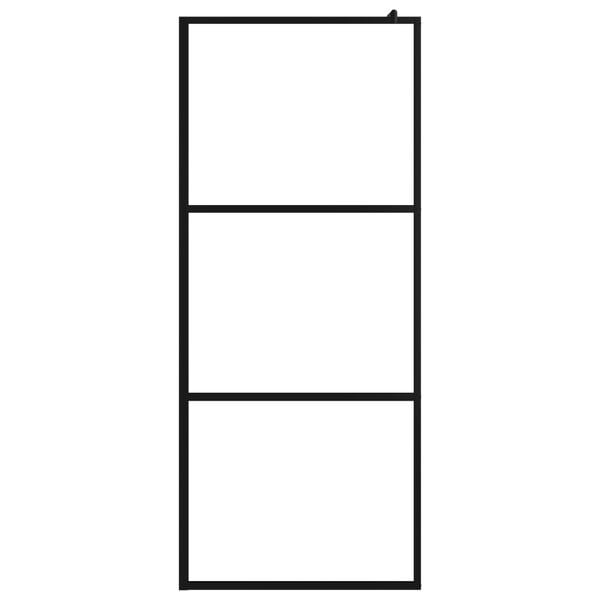 vidaXL Walk-in Shower Wall with Shelf Black 35.4"x76.8" ESG Glass&Aluminum