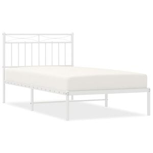 vidaXL Bed Frame White Steel Twin Bed Frame Rectangular Modern