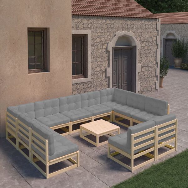 vidaXL Garden Lounge Set Natural Wood Solid Pinewood