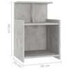 vidaXL Bed Cabinet Concrete grey Engineered wood 15.7 x 13.8 x 23.6 in