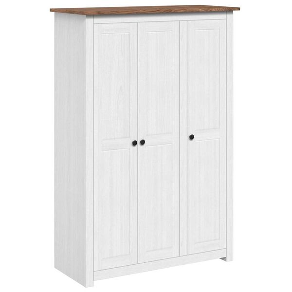 vidaXL Wardrobe White Solid Pine Wood Large Wardrobe Rectangular