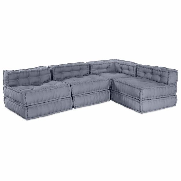 vidaXL Modular Sofa 4 pcs Grey Fabric