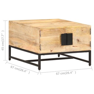 vidaXL Coffee Table 26.4"x26.4"x17.7" Solid Mango Wood
