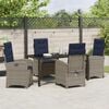vidaXL Garden Dining Set with Cushion 5 pcs Grey Poly Rattan