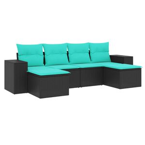 vidaXL Patio Sofa Set Black, Blue