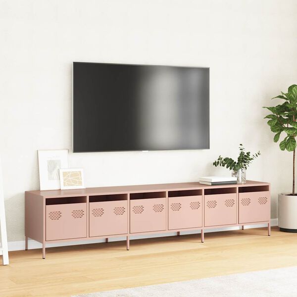 vidaXL TV Cabinet Pink Cold-rolled Steel Large TV Cabinet Rectangular