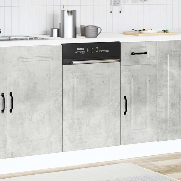 vidaXL Dishwasher Panel Concrete Grey Engineered Wood 17.7x0.6x26.4 in