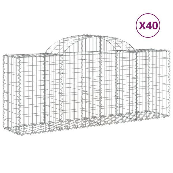 vidaXL Gabion Basket Set of 40 Silver Galvanized Iron Large