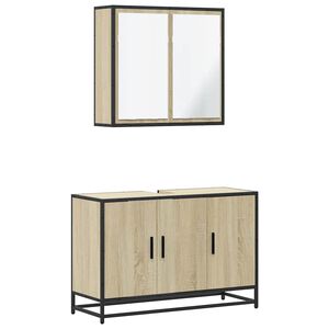 vidaXL Bathroom Furniture Set Sonoma oak Engineered wood, metal Standard