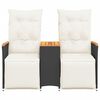 vidaXL Reclining Garden Sofa Black, Cream White