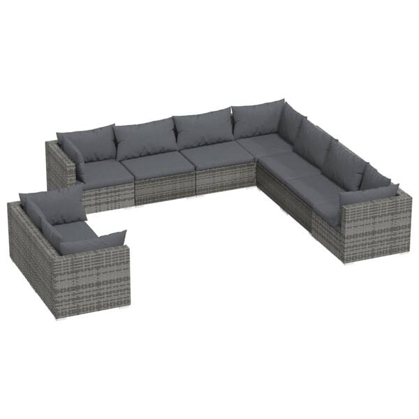 vidaXL Garden Lounge Set Grey Poly Rattan Large Modular