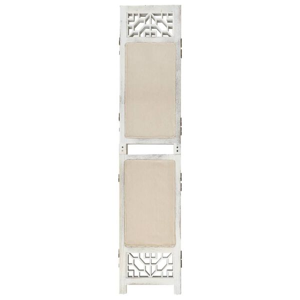 vidaXL 4-Panel Room Divider Cream 55.1x65.0" Fabric