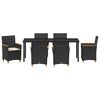 vidaXL Garden Dining Set 7 pcs Black poly rattan