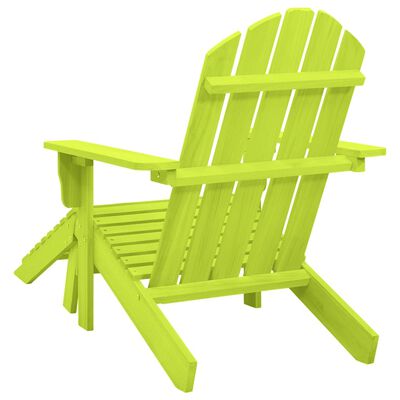 vidaXL Patio Adirondack Chair with Ottoman Solid Fir Wood Green