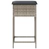 vidaXL Garden Bar Stool Light Grey PE Rattan Standard Removable Covers