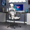 vidaXL Gaming Chair with Footrest White and Black Faux Leather