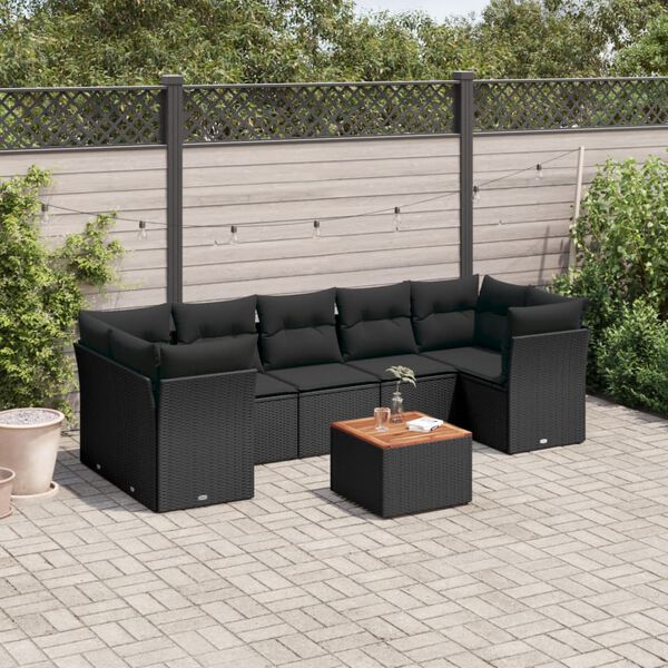 vidaXL Garden Sofa Set Black