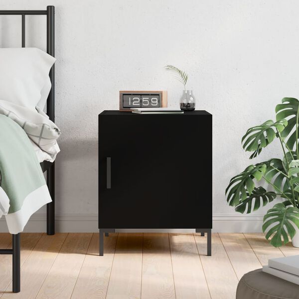 vidaXL Bedside Cabinet Black Engineered wood, iron 15.7 x 15.7 x 19.7 in