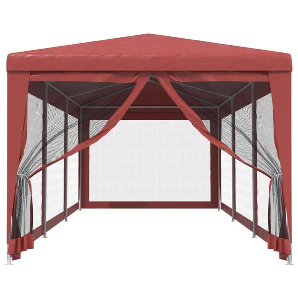 vidaXL Party Tent with 8 Mesh Sidewalls Red 9.8'x29.5' HDPE