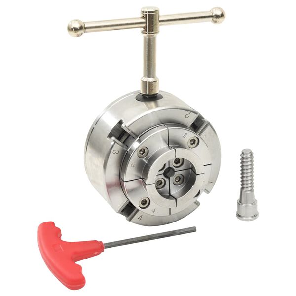 vidaXL 4 Jaw Wood Chuck with M33 Connection Steel Silver 3.78 "