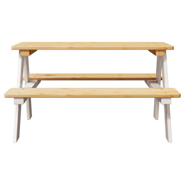 vidaXL Children's Table White Solid pine wood Durable Rectangular